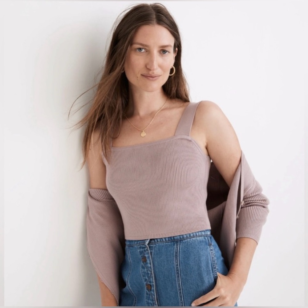 Madewell Dearing Sqare Neck Crop Sweater Tank